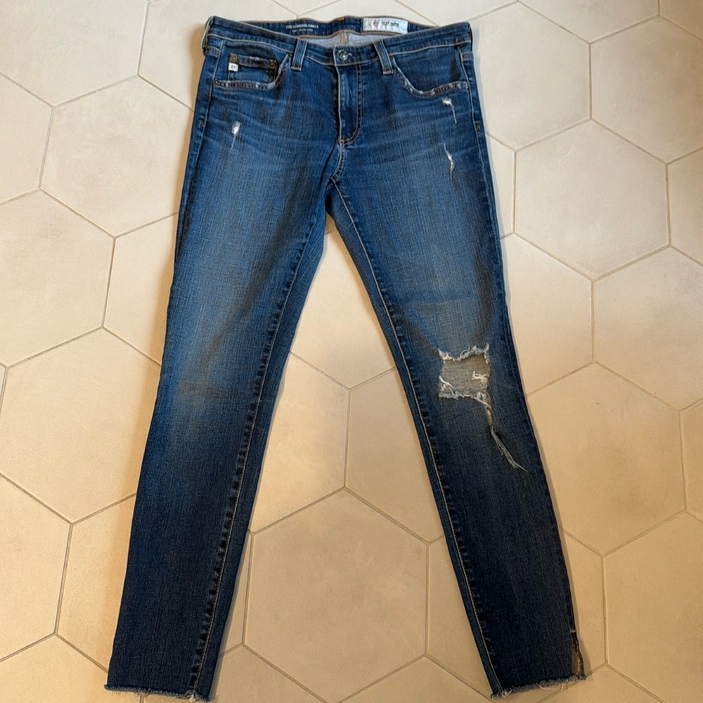 AG skinny ankle distressed jeans